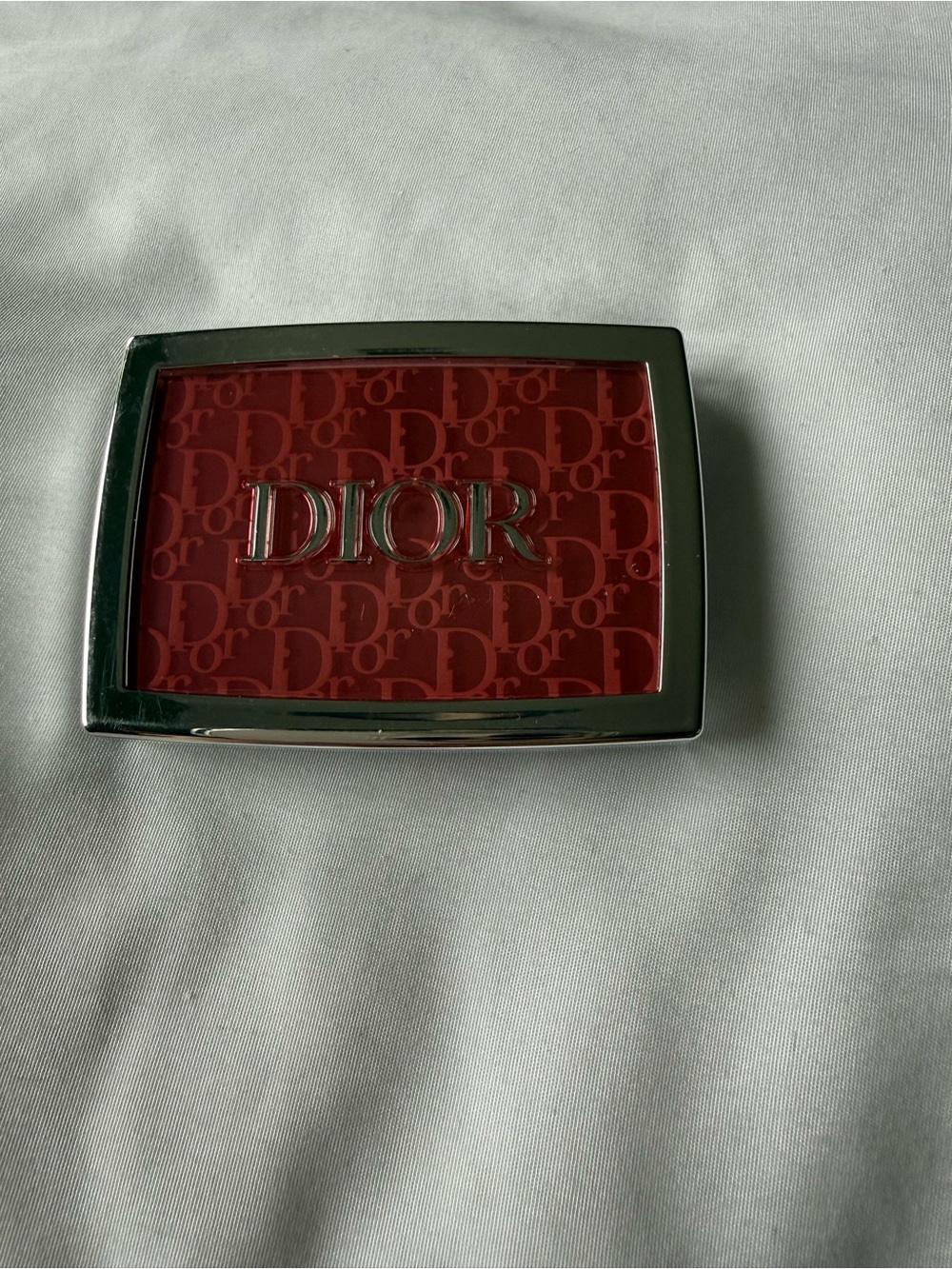 Dior Red Logo Compact with Silver Frame